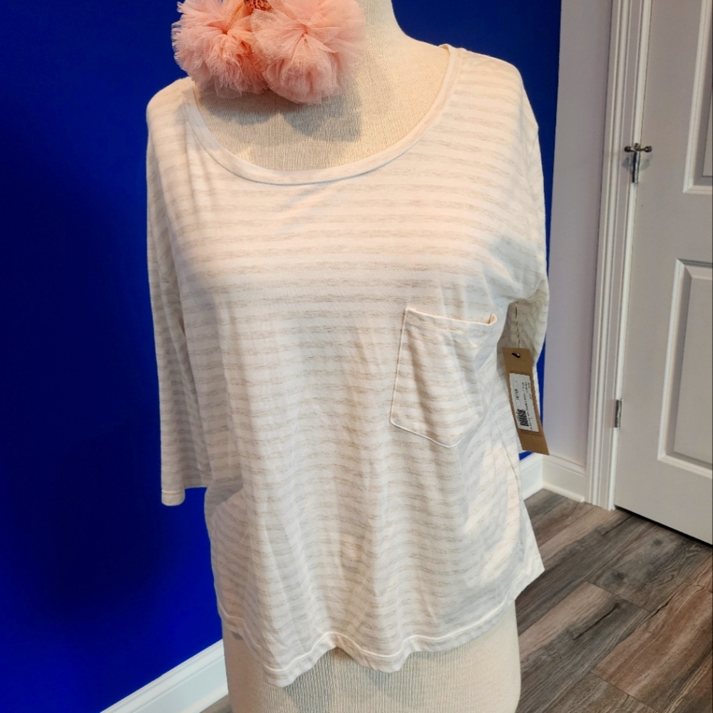 Kersh Cream 3/4 Sleeve Relaxed Boxy Tee